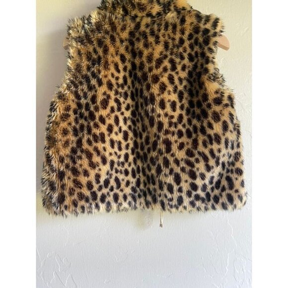 Crewcuts J. Crew Size 3 Faux Fur Cheetah Leopard Vest Full Zip Tan Brown - Picture 8 of 10